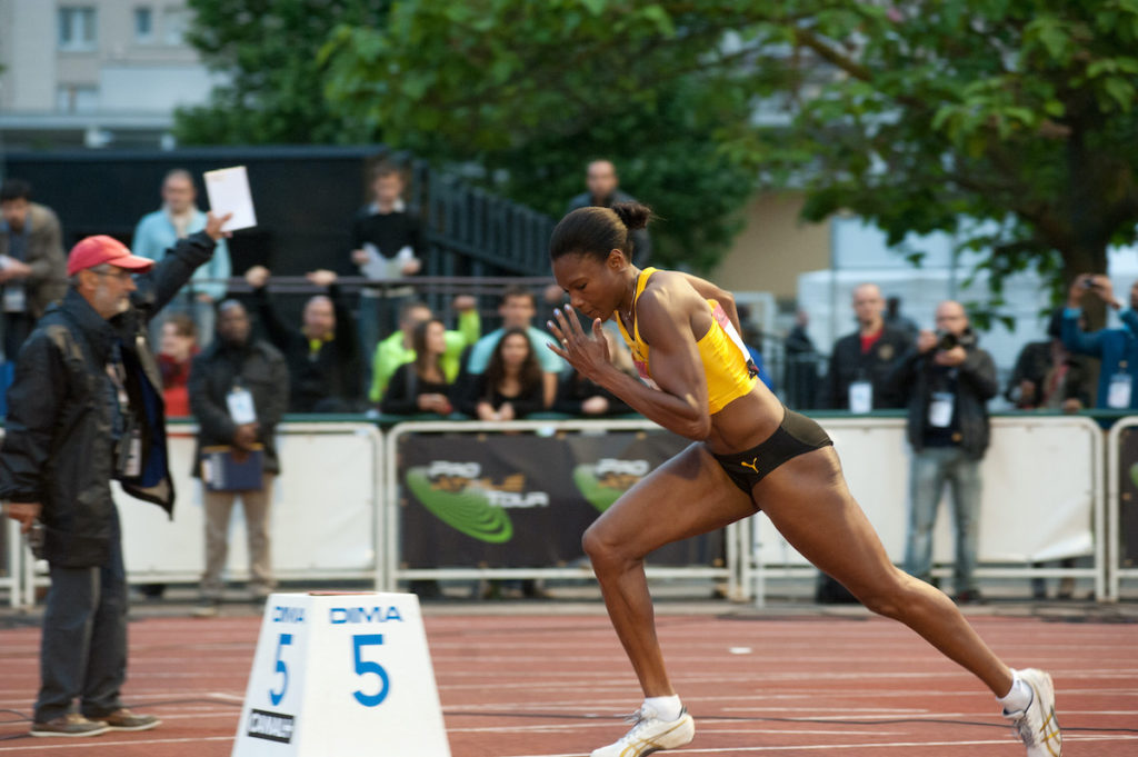 Murielle HURTIS au départ du 400 mètres