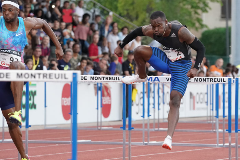 Aurel Manga et Shane Brathwaite au 110m haies